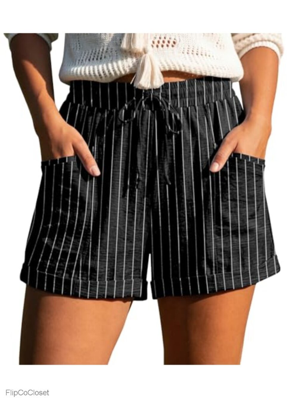 High Waisted Drawstring Shorts with Pockets Lightweight Casual